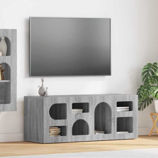 891270 1 Home Cabinet TV Gri Sonoma 100 x 35 x 40 cm Lemn compozit
