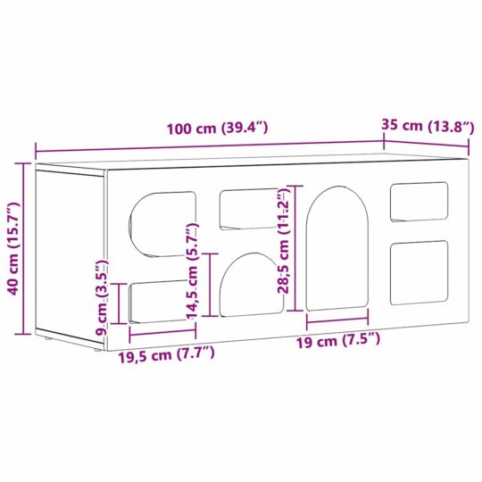891272 11 Cabinet TV Lemn vechi 100 x 35 x 40 cm Lemn compozit 891272 11