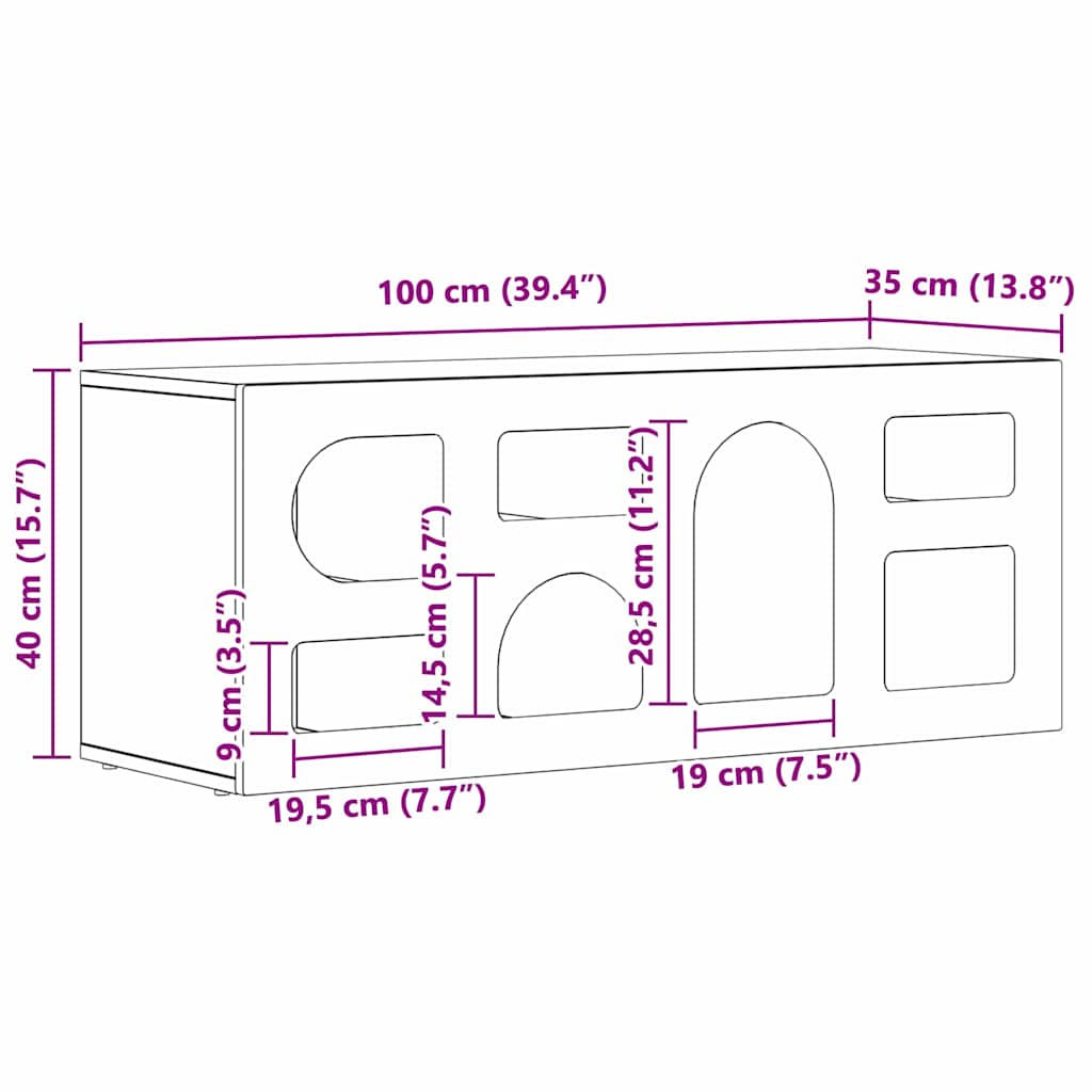 891272 11 Cabinet TV Lemn vechi 100 x 35 x 40 cm Lemn compozit Cabinet TV Lemn vechi 100 x 35 x 40 cm Lemn compozit - imagine 11