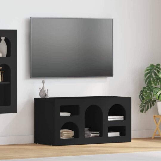 Cabinet TV Negru 80 x 35 x 40 cm Lemn compozit