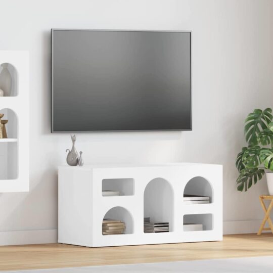 Cabinet TV Alb lucios 80 x 35 x 40 cm Lemn compozit