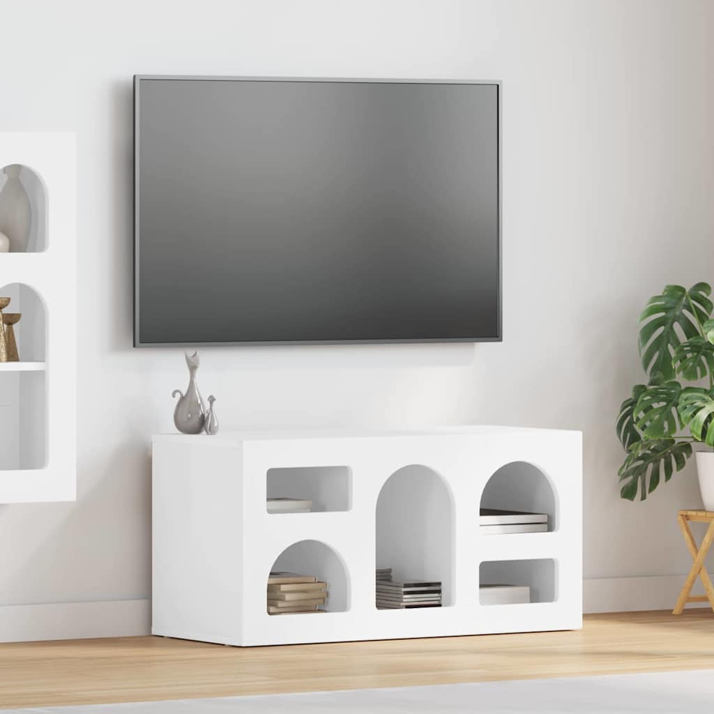 891278 1 Cabinet TV Alb lucios 80 x 35 x 40 cm Lemn compozit Cabinet TV Alb lucios 80 x 35 x 40 cm Lemn compozit