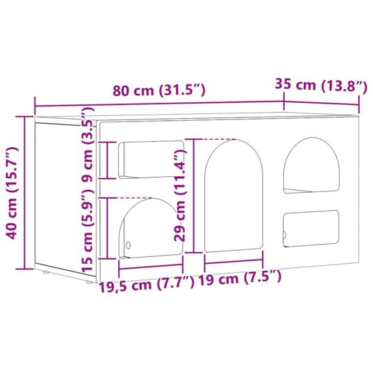 891278 11 Cabinet TV Alb lucios 80 x 35 x 40 cm Lemn compozit 891278 11