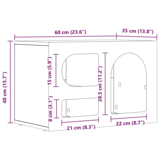 891288 11 Cabinet TV Alb lucios 60 x 35 x 40 cm Lemn compozit 891288 11