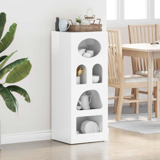 Bufet Alb lucios 40 x 35 x 100,5 cm Lemn compozit