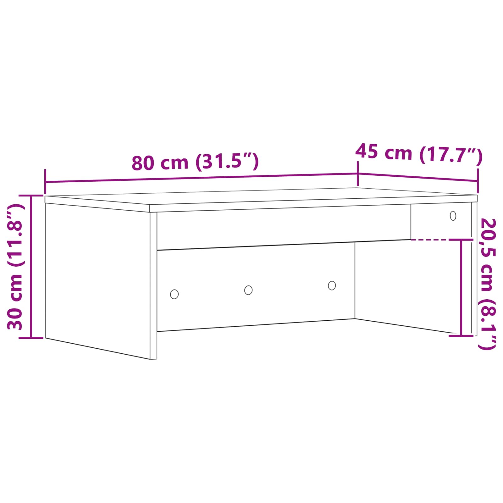 Birou montat pe perete Alb 80 x 45 x 30 cm Lemn compozit - imagine 11
