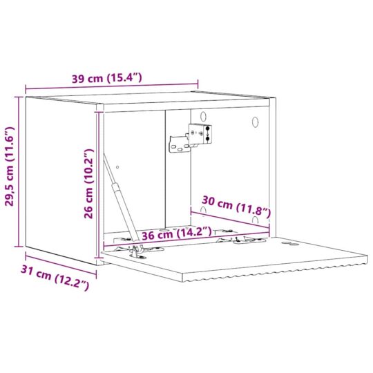 892171 13 Dulap TV de perete Negru 60 x 31 x 29.5 cm Lemn compozit 892171 13