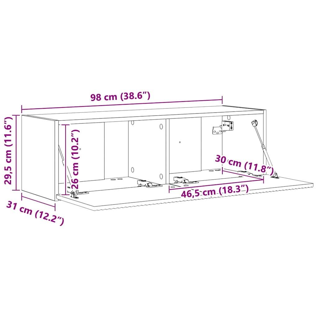 892231 13 Dulap TV de perete Negru 60 x 31 x 29.5 cm Lemn compozit Dulap TV de perete Negru 60 x 31 x 29.5 cm Lemn compozit - imagine 13