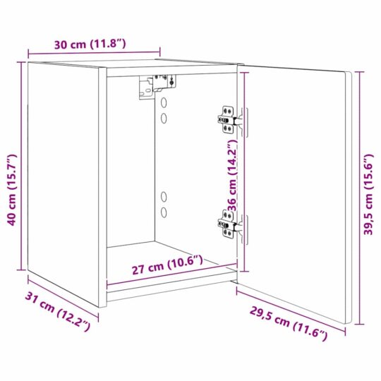 892252 13 Dulap TV de perete 2 pcs Negru 30 x 31 x 40 cm Lemn compozit 892252 13