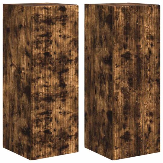 Alternative view of Dulap TV de perete 2 pcs Stejar fumuriu 30 x 31 x 80 cm