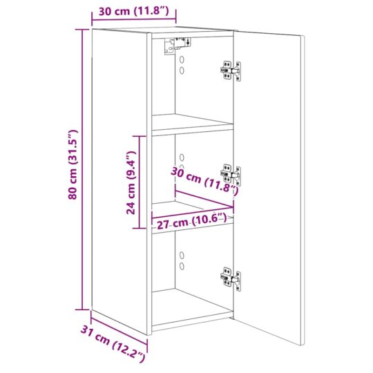 892302 13 Dulap TV de perete Pe perete 2 pcs Gri Sonoma 30 x 31 x 80 cm 892302 13