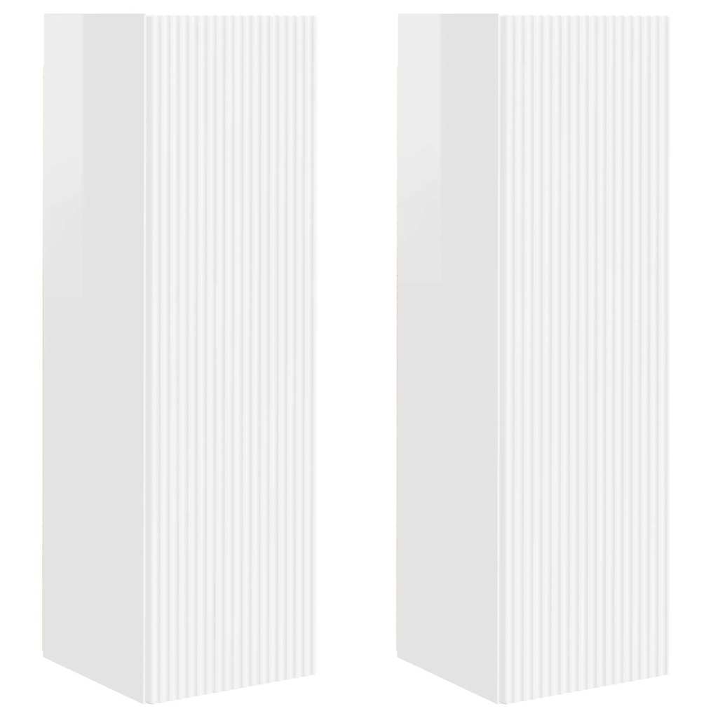 892318 2 Dulap TV de perete Pe perete 2 pcs Alb Lucios 30 x 31 x 100 cm Dulap TV de perete Pe perete 2 pcs Alb Lucios 30 x 31 x 100 cm - imagine 2