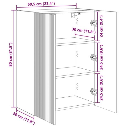 892368 13 Dulap TV de perete Pe perete Stejar Artizanal 59,5 x 31 x 80 cm 892368 13