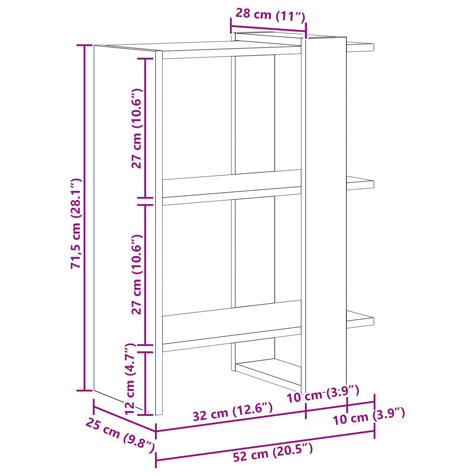 Raft pentru cărți Stejar Artizanal 52 x 25 x 71,5 cm - imagine 11