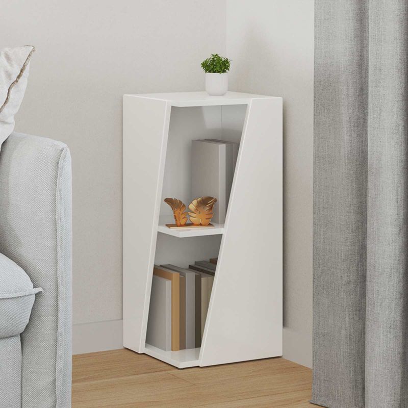 Raft lateral Alb lucios 33 x 32 x 70,5 cm Lemn compozit