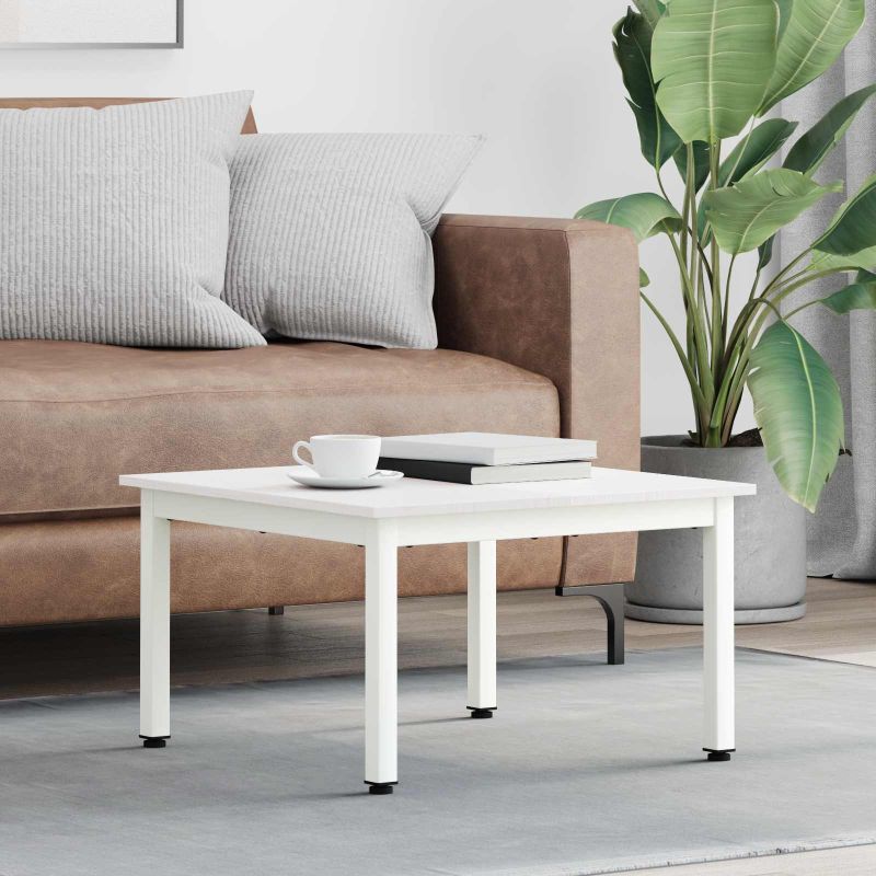 Masă de cafea Alb 60 x 60 x 36 cm Lemn de pin masiv