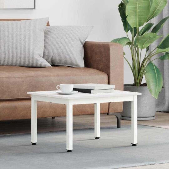 Masă de cafea Alb 60 x 50 x 36 cm Lemn de pin masiv