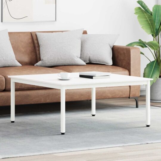 Masă de cafea Alb 100 x 100 x 45 cm Lemn de pin masiv