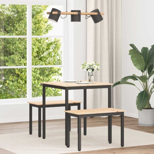 Masă de dining natural 70 x 70 x 75 cm Lemn de pin masiv