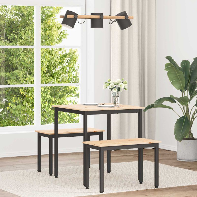 Masă de dining natural 70 x 70 x 75 cm Lemn de pin masiv