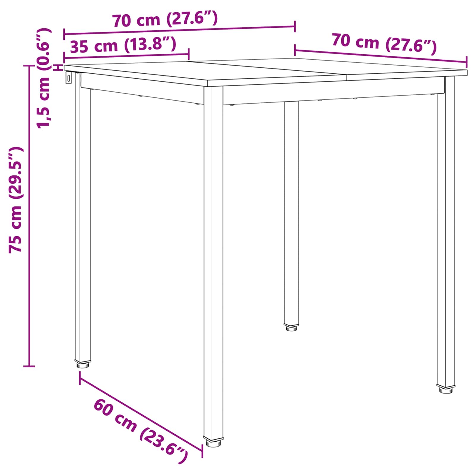 Masă de dining natural 70 x 70 x 75 cm Lemn de pin masiv - imagine 11