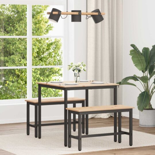 Masă de dining natural 80 x 80 x 75 cm Lemn de pin masiv