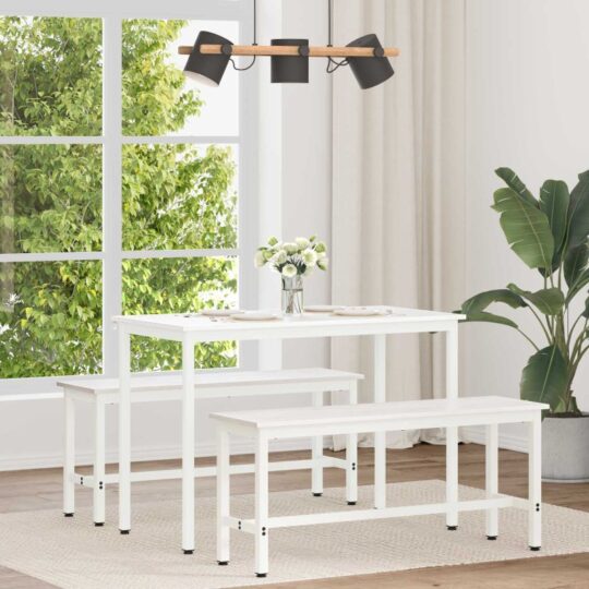 Masă de dining Alb 110 x 55 x 75 cm Lemn de pin masiv