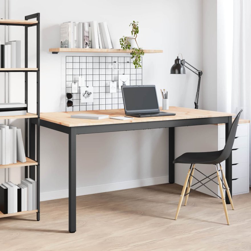 Masă de dining natural 150 x 90 x 75 cm Lemn de pin masiv - imagine 4