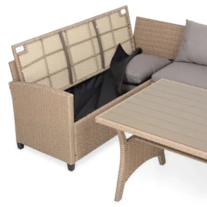 12 4 BAXTER Set mobilier terasă/grădină, colțar 4 piese cu spațiu depozitare 12 4