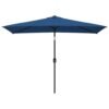 Umbrelă de soare cu stâlp metalic, albastru azur, 300x200 cm