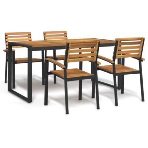 22 6 Home Set mobilier de grădină, 5 piese, lemn masiv de acacia și metal