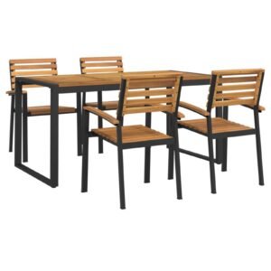 Alternative view of Set mobilier de grădină, 5 piese, lemn masiv de acacia și metal