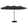 Umbrelă de grădină cu două capete/LED-uri, negru, 449x265 cm