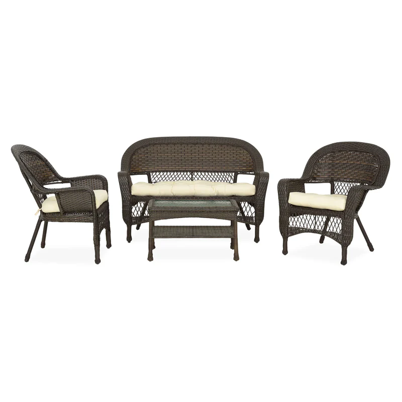 32 2 BARBARA Set mobilier terasă/grădină, 2 fotolii, canapea și măsuță maro/bej BARBARA Set mobilier terasă/grădină, 2 fotolii, canapea și măsuță maro/bej - imagine 2