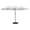 Umbrelă de grădină cu două capete/LED, alb nisipiu, 449x265 cm