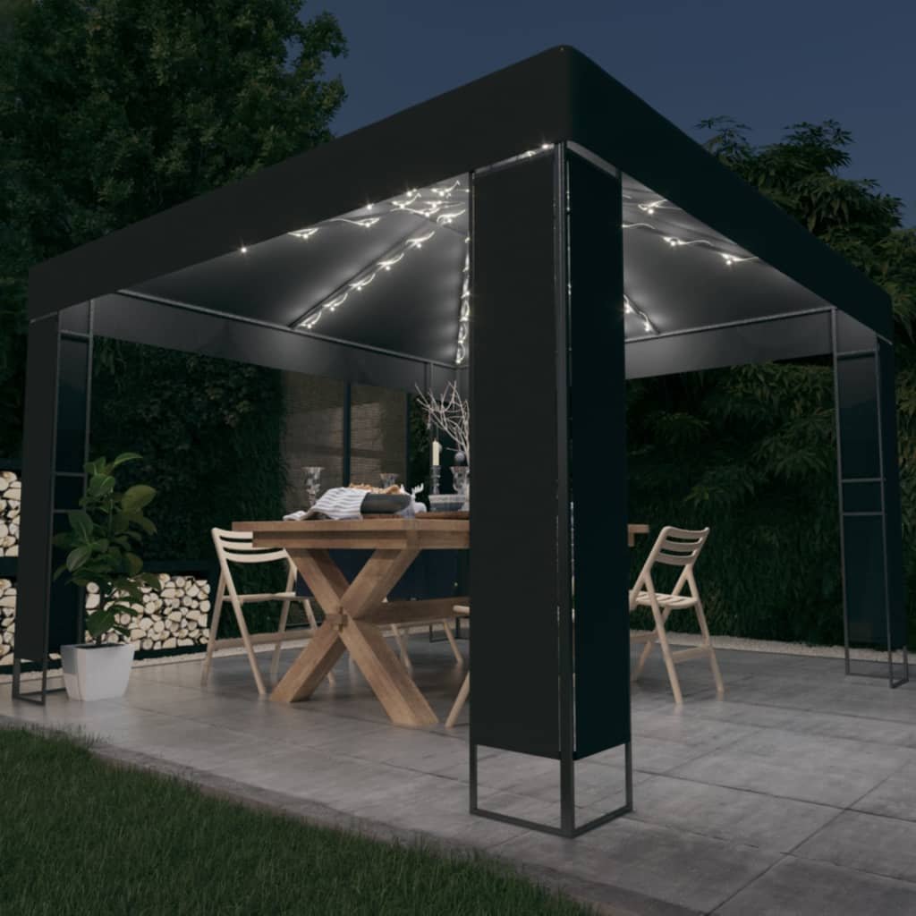 57 1 Pavilion cu acoperiș dublu & lumini LED, antracit, 3x3 m Pavilion cu acoperiș dublu & lumini LED, antracit, 3x3 m - imagine 2