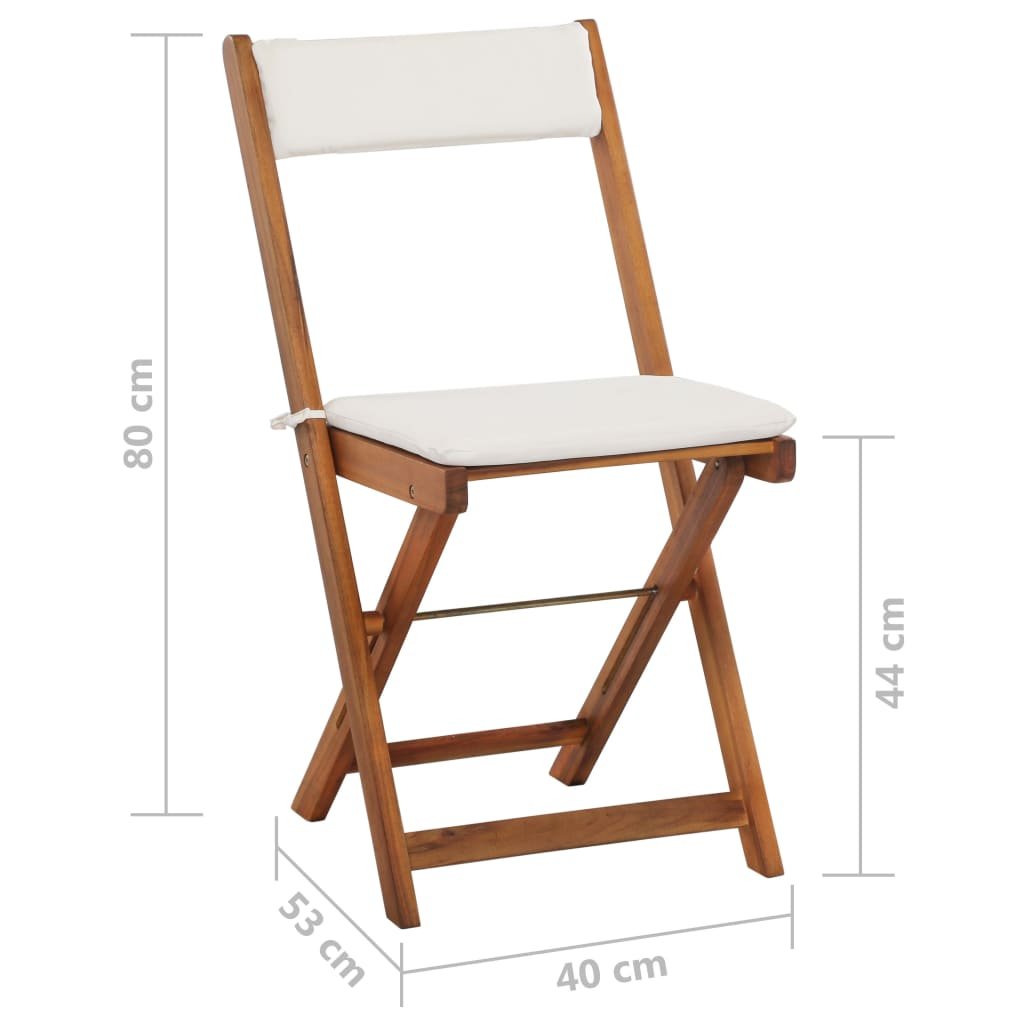 71 4 Set bistro pliabil cu perne, 3 piese, lemn masiv de acacia Set bistro pliabil cu perne, 3 piese, lemn masiv de acacia - imagine 8