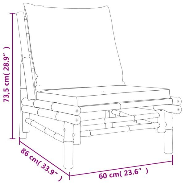 78 4 Set mobilier de grădină, cu perne alb crem, 3 piese, bambus Set mobilier de grădină, cu perne alb crem, 3 piese, bambus - imagine 7