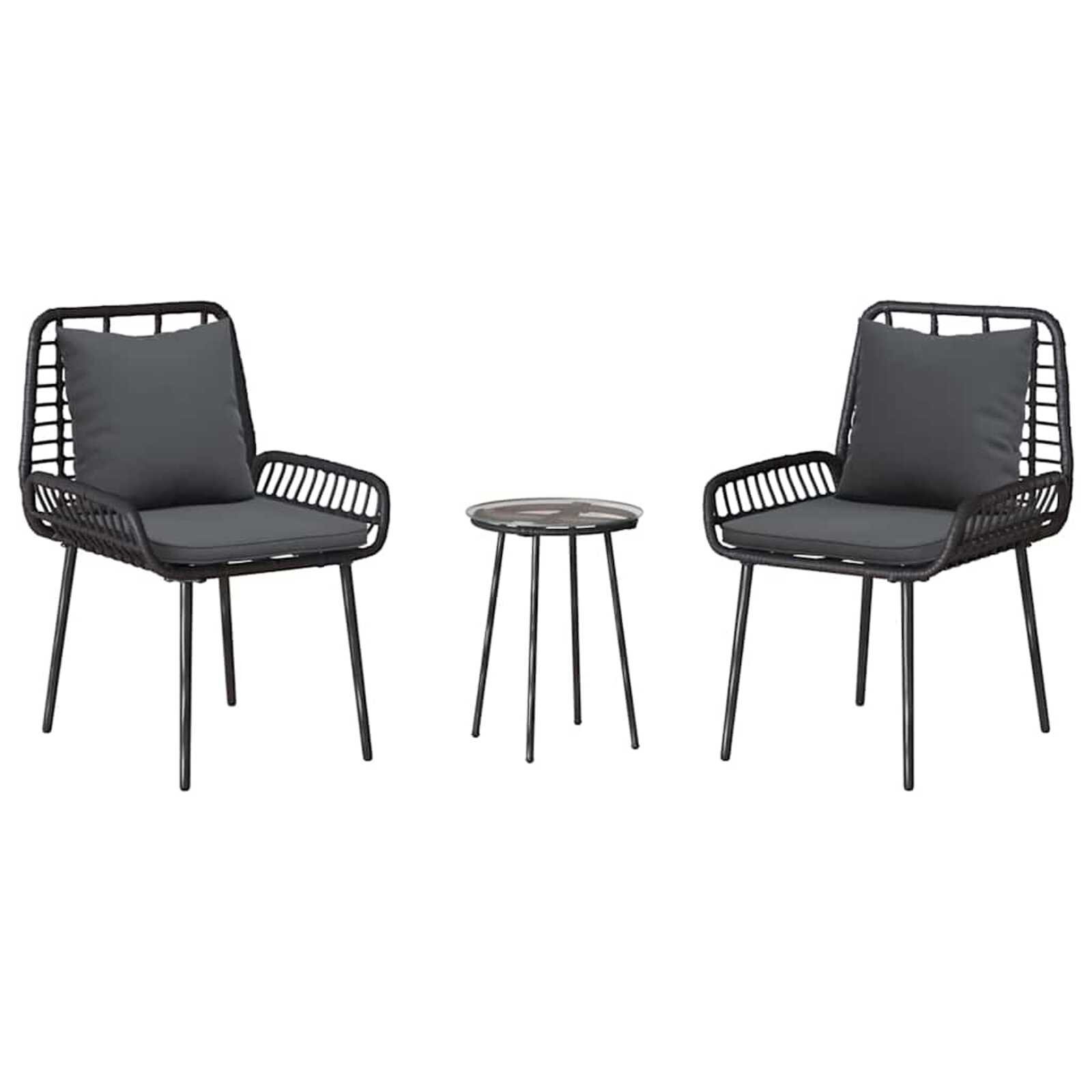 30 Set de masă pentru grădină 3 pcs Negru și antracit poliratan Set de masă pentru grădină 3 pcs Negru și antracit poliratan - imagine 6