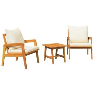 Set bistro cu pernă 3 pcs Maro Lemn Solid de Acacia