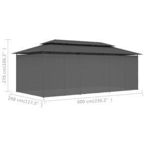 44 1 Pavilion cu perdele, antracit, 600 x 298 x 270 cm 44 1
