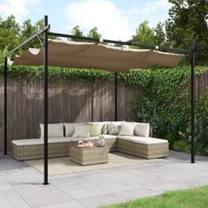 Alternative view of Pergola cu acoperiș retractabil, gri taupe, 295x292x230 cm