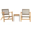 Set mobilier bistro, 3 piese, poliratan bej/lemn de acacia