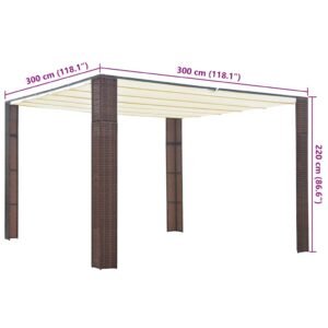 76 Pavilion cu acoperiș, maro și crem, 300x300x220 cm, poliratan 76
