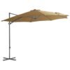 Umbrelă consolă de grădină, stâlp din oțel, taupe, 300 cm